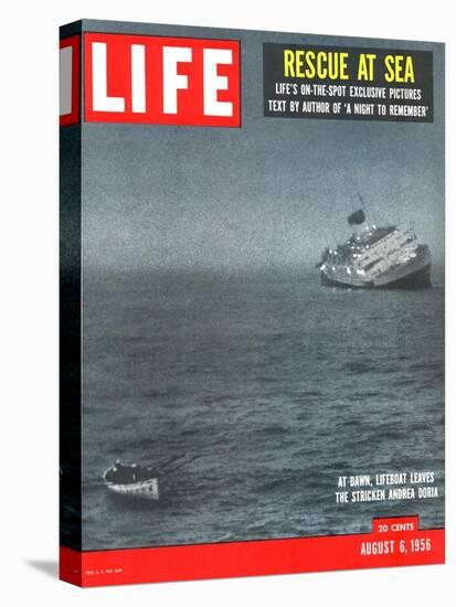 Rescue at Sea, Lifeboat Leaving Sinking Ship Andrea Doria, August 6, 1956-Loomis Dean-Stretched Canvas