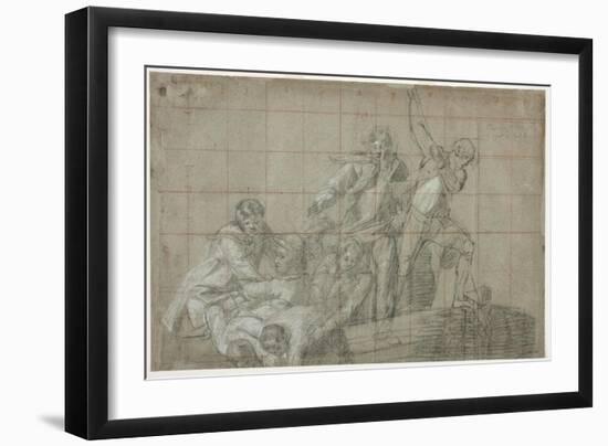 Rescue Group, 1777/78 (Black Chalk Heightened with White on Paper)-John Singleton Copley-Framed Giclee Print