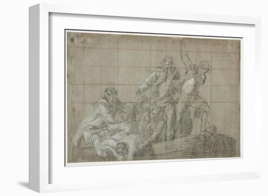 Rescue Group, 1777/78 (Black Chalk Heightened with White on Paper)-John Singleton Copley-Framed Giclee Print