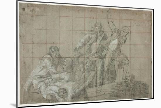 Rescue Group, 1777/78 (Black Chalk Heightened with White on Paper)-John Singleton Copley-Mounted Giclee Print