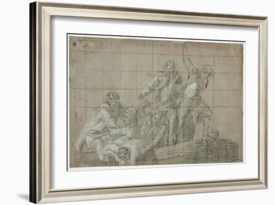 Rescue Group, 1777/78 (Black Chalk Heightened with White on Paper)-John Singleton Copley-Framed Giclee Print