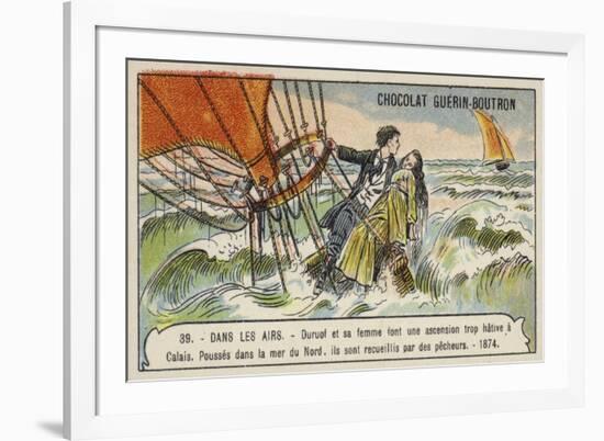 Rescue of Duruof and His Wife after their Balloon Crashed in the North Sea, 1874-null-Framed Giclee Print