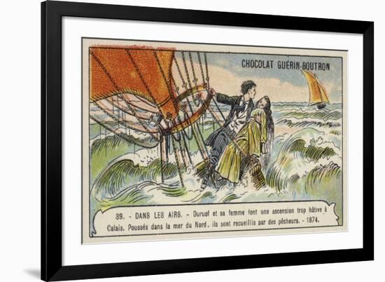 Rescue of Duruof and His Wife after their Balloon Crashed in the North Sea, 1874-null-Framed Giclee Print