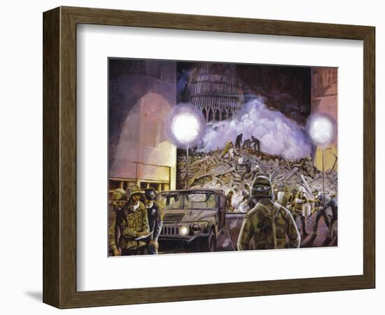 Rescue Workers at World Trader Center Site-null-Framed Giclee Print