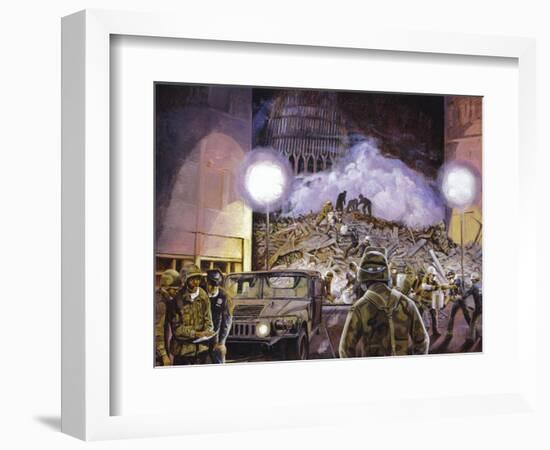 Rescue Workers at World Trader Center Site-null-Framed Giclee Print