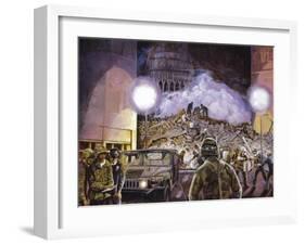 Rescue Workers at World Trader Center Site-null-Framed Giclee Print