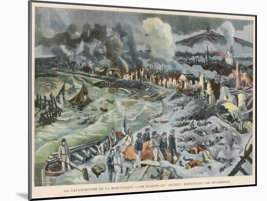 Rescuers in the Ruins of Saint-Pierre Martinique Entirely Destroyed by the Eruption of Mount Pelee-Carrey-Mounted Art Print