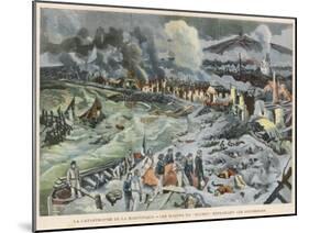 Rescuers in the Ruins of Saint-Pierre Martinique Entirely Destroyed by the Eruption of Mount Pelee-Carrey-Mounted Art Print