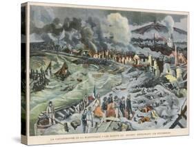 Rescuers in the Ruins of Saint-Pierre Martinique Entirely Destroyed by the Eruption of Mount Pelee-Carrey-Stretched Canvas