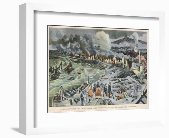 Rescuers in the Ruins of Saint-Pierre Martinique Entirely Destroyed by the Eruption of Mount Pelee-Carrey-Framed Art Print