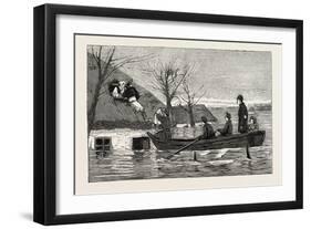 Rescuing a Family from the Roof of their House, Mogila, Galicia, Spain, 1888-null-Framed Giclee Print