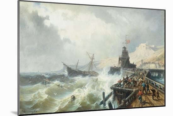 Rescuing a Ship in Stormy Seas-Charles Euphrasie Jnr. Kuwasseg-Mounted Giclee Print