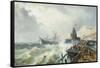 Rescuing a Ship in Stormy Seas-Charles Euphrasie Jnr. Kuwasseg-Framed Stretched Canvas