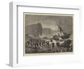 Rescuing the Crew of a Wreck with the Rocket Apparatus Off Portland-null-Framed Giclee Print