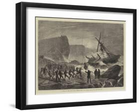 Rescuing the Crew of a Wreck with the Rocket Apparatus Off Portland-null-Framed Giclee Print