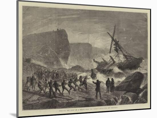 Rescuing the Crew of a Wreck with the Rocket Apparatus Off Portland-null-Mounted Giclee Print