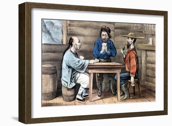 Resentment of Chinese in Gold Mining Areas of United States, 1875-Currier & Ives-Framed Giclee Print