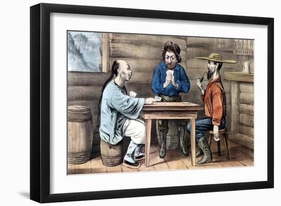 Resentment of Chinese in Gold Mining Areas of United States, 1875-Currier & Ives-Framed Giclee Print