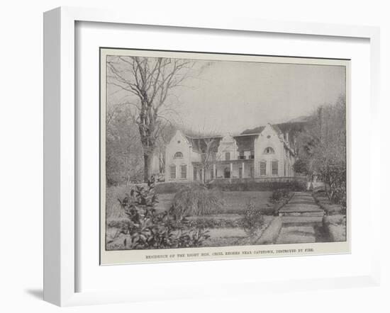 Residence of the Right Honourable Cecil Rhodes Near Capetown, Destroyed by Fire-null-Framed Giclee Print
