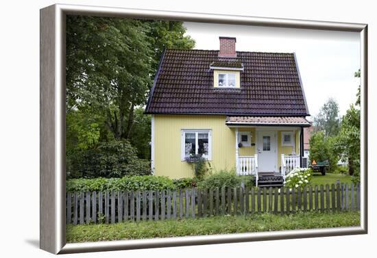 Residential house, yellow, Ed, Dalsland, Götaland, Sweden-Andrea Lang-Framed Photographic Print