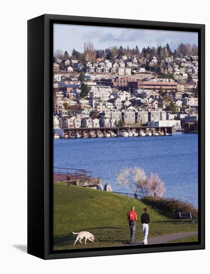 Residential Houses on Lake Union from Gas Works Park, Seattle, Washington State-Christian Kober-Framed Stretched Canvas