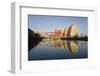 Residential Tower Blocks and Colourful Bridge Reflected in Water, Salford Quays, Salford-Ruth Tomlinson-Framed Photographic Print