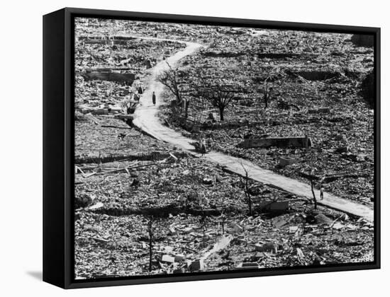 Residents Moving Through Rubble of Nagasaki Shortly After Atomic Bomb Was Dropped-null-Framed Stretched Canvas