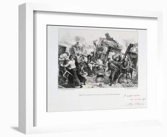 Residents of the Suburbs Arriving in Paris before the Prussians Besiege the City, 1870-Auguste Bry-Framed Giclee Print