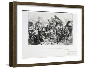 Residents of the Suburbs Arriving in Paris before the Prussians Besiege the City, 1870-Auguste Bry-Framed Giclee Print