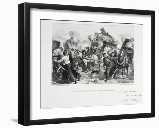 Residents of the Suburbs Arriving in Paris before the Prussians Besiege the City, 1870-Auguste Bry-Framed Giclee Print