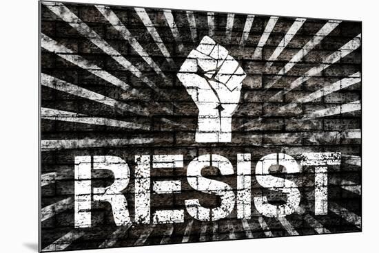 Resist Fist Political Graffiti-null-Mounted Art Print