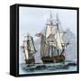 Resolute and Four Other Ships Leaving England, Search for Franklin's Lost Arctic Expedition, 1852-null-Framed Stretched Canvas