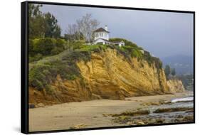 Resort on a cliff, Paradise Cove, Malibu, Los Angeles County, California, USA-Panoramic Images-Framed Stretched Canvas