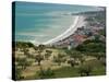 Resort Town and View of Adriatic Sea, Fossacesia Marina, Abruzzo, Italy-Walter Bibikow-Stretched Canvas