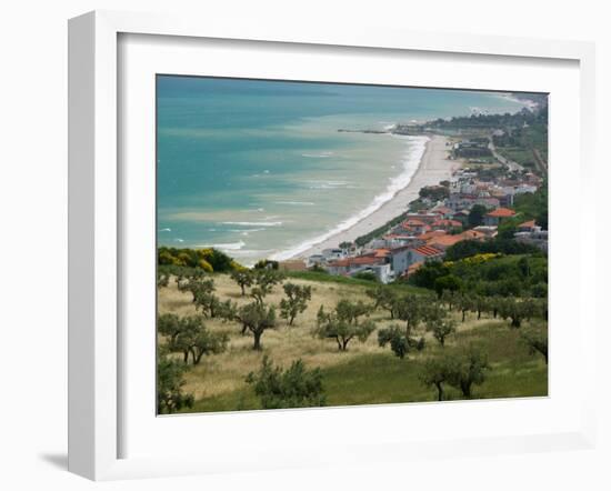 Resort Town and View of Adriatic Sea, Fossacesia Marina, Abruzzo, Italy-Walter Bibikow-Framed Premium Photographic Print