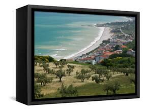 Resort Town and View of Adriatic Sea, Fossacesia Marina, Abruzzo, Italy-Walter Bibikow-Framed Stretched Canvas