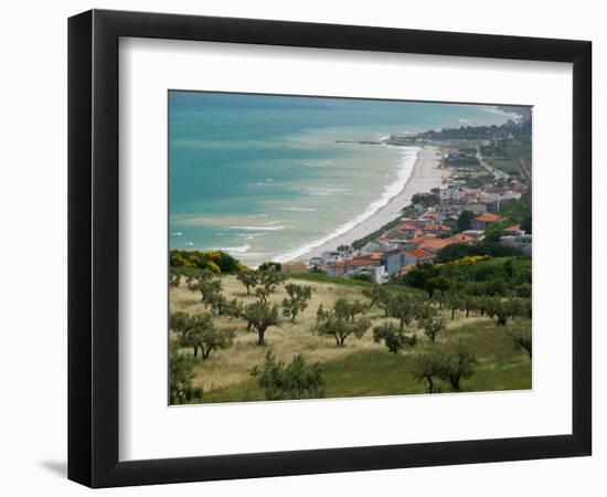 Resort Town and View of Adriatic Sea, Fossacesia Marina, Abruzzo, Italy-Walter Bibikow-Framed Photographic Print