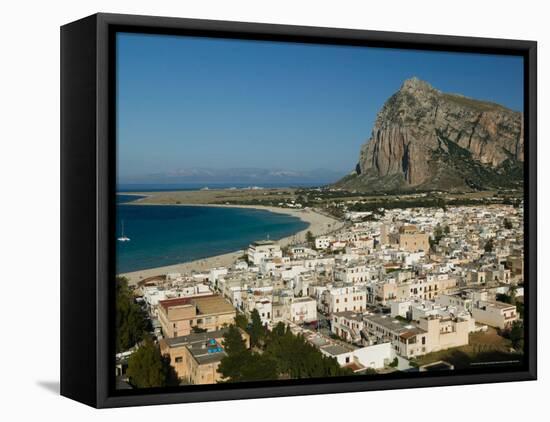 Resort Town View and Monte Monaco, San Vito Lo Capo, Sicily, Italy-Walter Bibikow-Framed Stretched Canvas