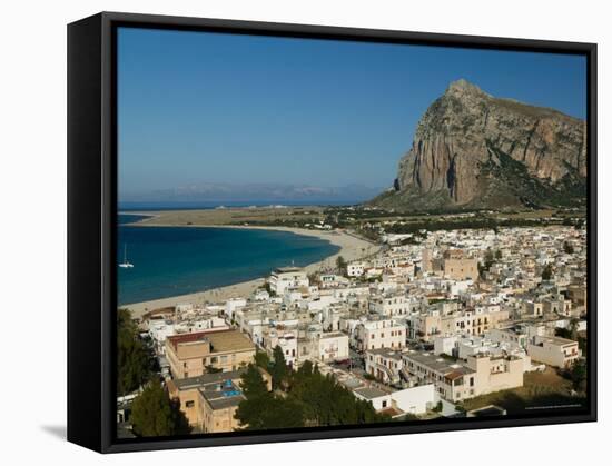 Resort Town View and Monte Monaco, San Vito Lo Capo, Sicily, Italy-Walter Bibikow-Framed Stretched Canvas