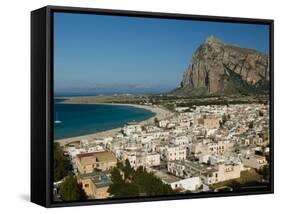 Resort Town View and Monte Monaco, San Vito Lo Capo, Sicily, Italy-Walter Bibikow-Framed Stretched Canvas
