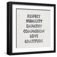 Respect Humility Empathy-Jamie MacDowell-Framed Art Print