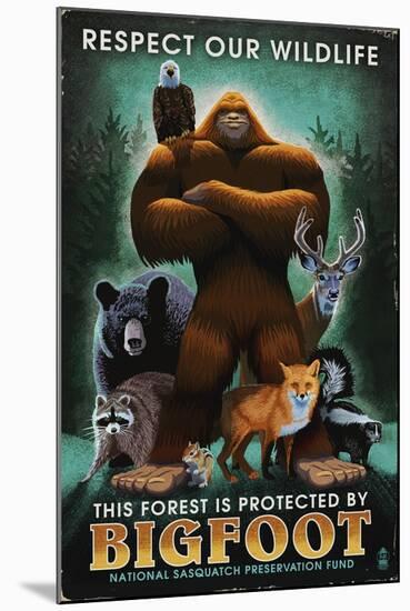 Respect Our Wildlife - Bigfoot-Lantern Press-Mounted Art Print