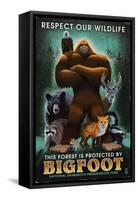 Respect Our Wildlife - Bigfoot-Lantern Press-Framed Stretched Canvas