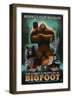 Respect Our Wildlife - Bigfoot-Lantern Press-Framed Art Print