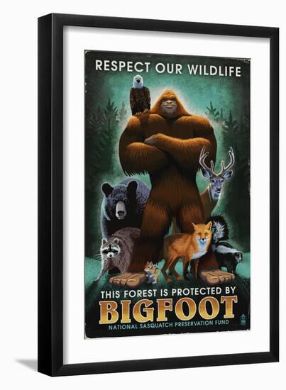 Respect Our Wildlife - Bigfoot-Lantern Press-Framed Art Print