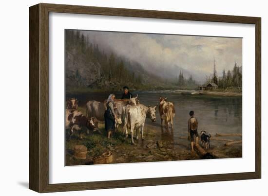 Rest by the water, 1878-Anders Askevold-Framed Giclee Print