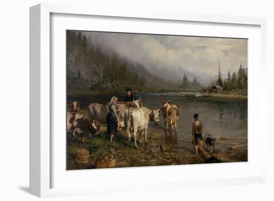 Rest by the water, 1878-Anders Askevold-Framed Giclee Print