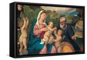 Rest on the Flight into Egypt, 1520s-Bonifacio Veronese-Framed Stretched Canvas