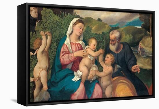 Rest on the Flight into Egypt, 1520s-Bonifacio Veronese-Framed Stretched Canvas