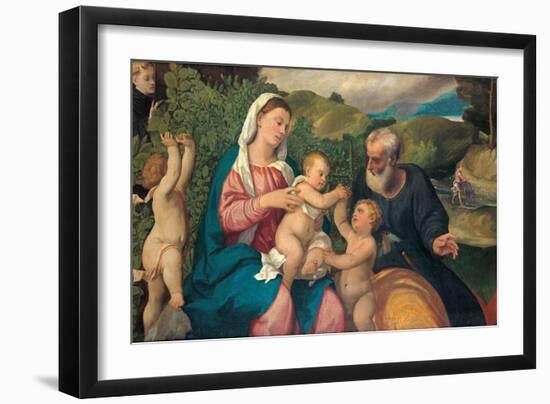 Rest on the Flight into Egypt, 1520s-Bonifacio Veronese-Framed Premium Giclee Print